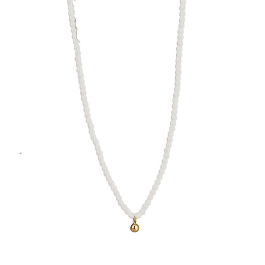 Ατσάλινο κολιέ επιχρυσωμένο 18k με πέρλες  (N1187) - necklace - charmy.gr