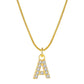 Ατσάλινο κολιέ επιχρυσωμένο με ζιργκόν αρχικό γράμμα Α (N1299) - necklace - charmy.gr