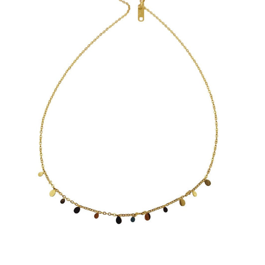 Ατσάλινο κολιέ επιχρυσωμένο (N1212) - necklace - charmy.gr