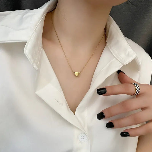 Ατσάλινο κολιέ καρδιά επιχρυσωμένο 18k (N1564) – necklace – charmy.gr
