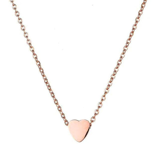 Ατσάλινο κολιέ καρδιά ροζ χρυσό (N1247)  - necklace - charmy.gr