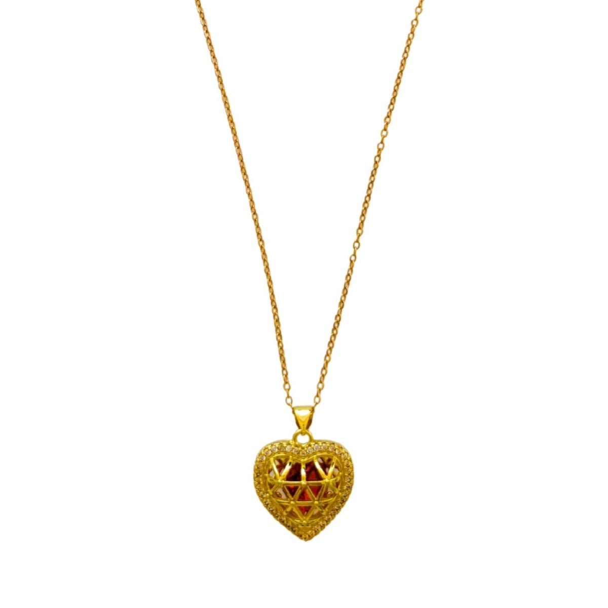 Ατσάλινο κολιέ καρδιά ροζέτα (N1530) - necklace - charmy.gr