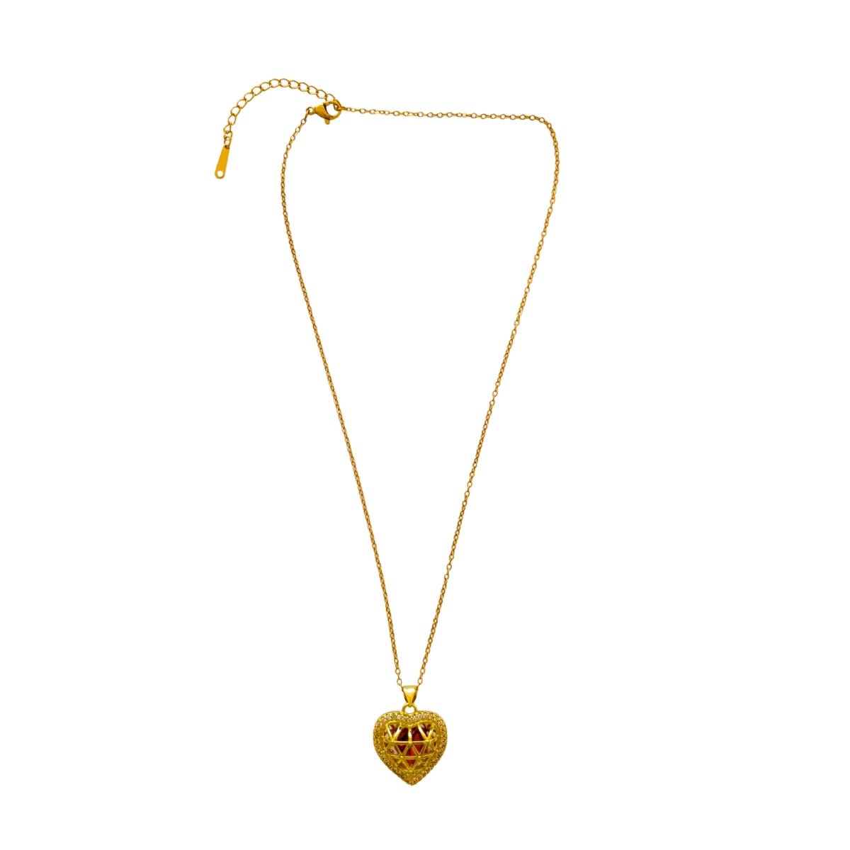 Γυναικείο ατσάλινο κολιέ καρδιά ροζέτα (N1530) - necklace - charmy.gr