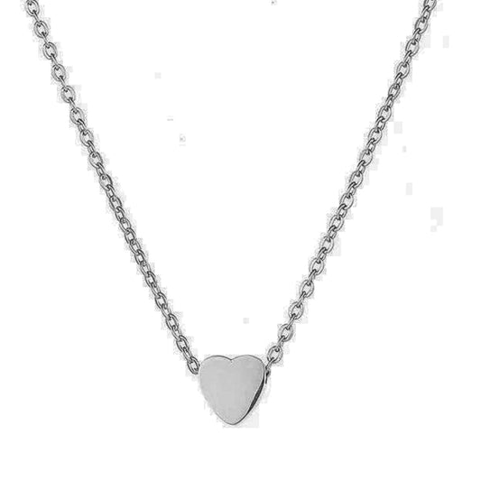 Ατσάλινο κολιέ καρδιά χρώμα ασημί (N1248)  - necklace - charmy.gr