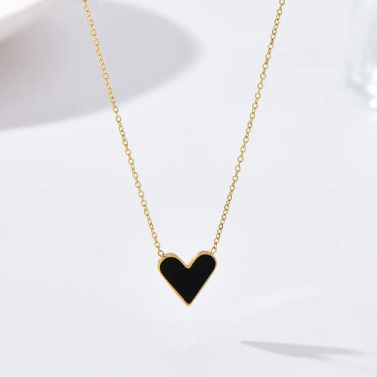 Ατσάλινο κολιέ μαύρη καρδιά (N1554) – necklace – charmy.gr