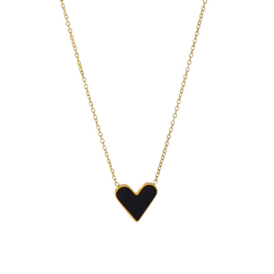Ατσάλινο κολιέ μαύρη καρδιά (N1554) – necklace – charmy.gr