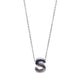 Ατσάλινο κολιέ με αρχικό γράμμα S χρώμα ασημί (N1319) - necklace - charmy.gr