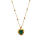 Ατσάλινο κολιέ με πράσινη καρδιά ζιργκόν (N1246) - necklace - charmy.gr
