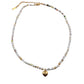 Ατσάλινο κολιέ με χάντρες από φυσικές πέτρες και μενταγιόν καρδιά (N1156) - necklace - charmy.gr