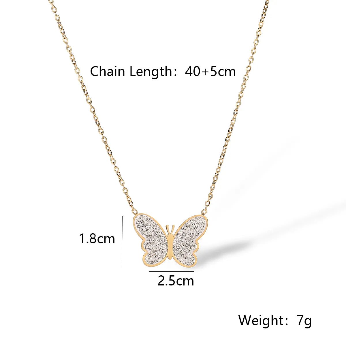 Ατσάλινο κολιέ πεταλούδα με ζιργκόν (N1558) – necklace – charmy.gr