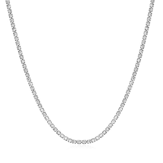 Ατσάλινο κολιέ ριβιέρα χρώμα ασημί (N1210) - necklace - charmy.gr