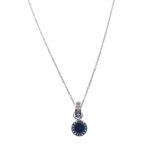 Ατσάλινο κολιέ χρώμα ασημί με διπλό μενταγιόν με  ζιργκόν (N1283) - necklace - charmy.gr