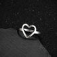 Γυναικείο ατσάλινο ρυθμιζόμενο δαχτυλίδι ασημί καρδιά (R1272) - rings - charmy.gr