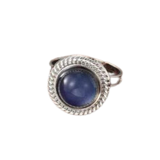 Ατσάλινο ρυθμιζόμενο δαχτυλίδι με στρόγγυλη πέτρα χρώμα ασημί (R1236) - ring - charmy.gr