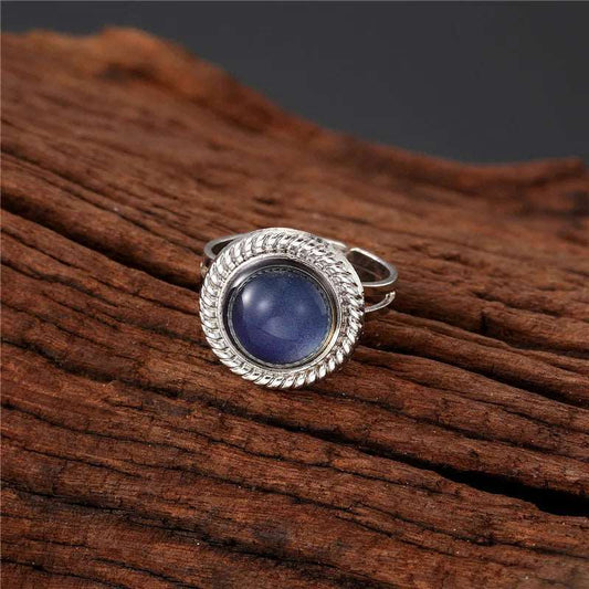 Γυναικείο ατσάλινο ρυθμιζόμενο δαχτυλίδι με στρόγγυλη πέτρα χρώμα ασημί (R1236) - ring - charmy.gr