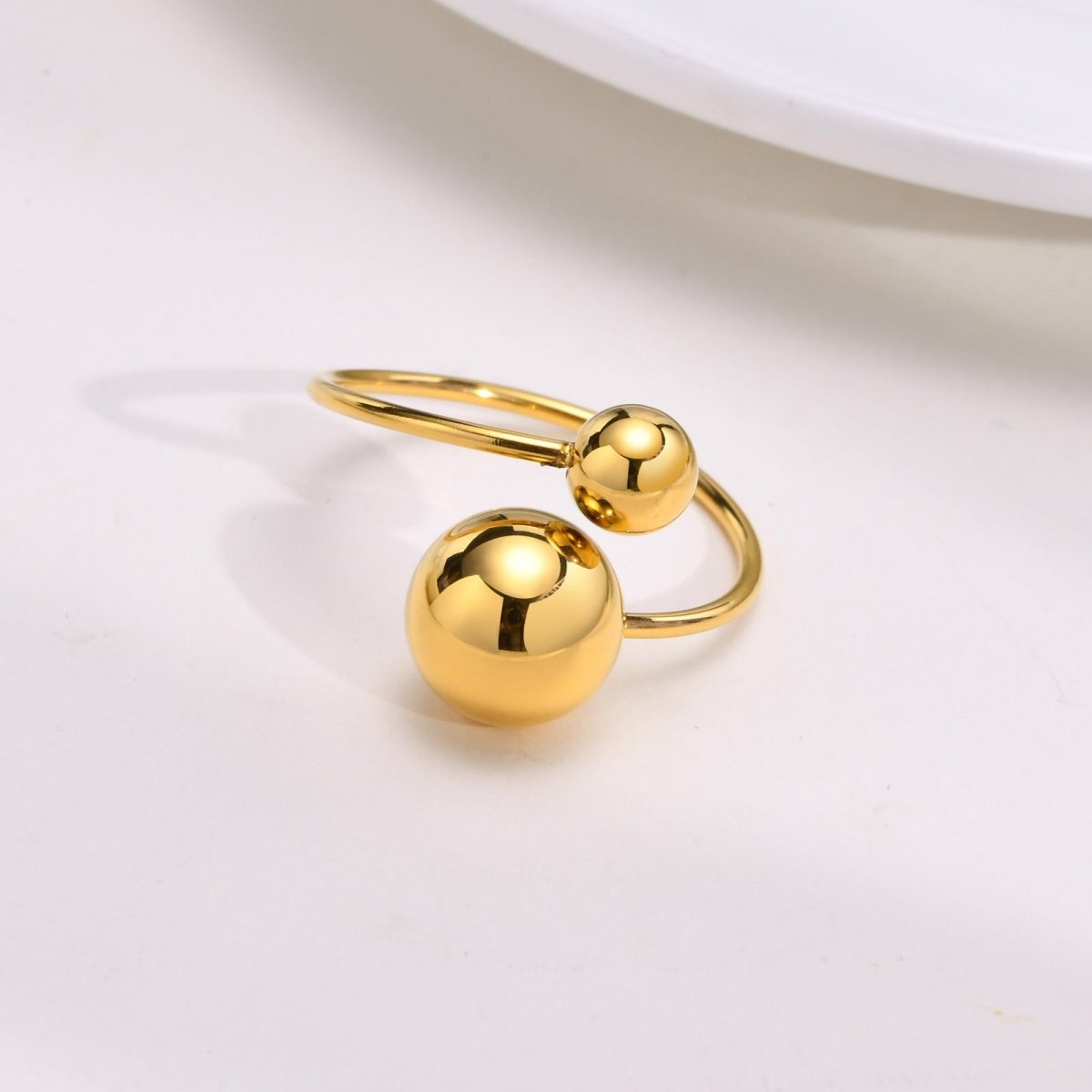 Ατσάλινο ρυθμιζόμενο δαχτυλίδι χρυσό (R1254) - ring - charmy.gr