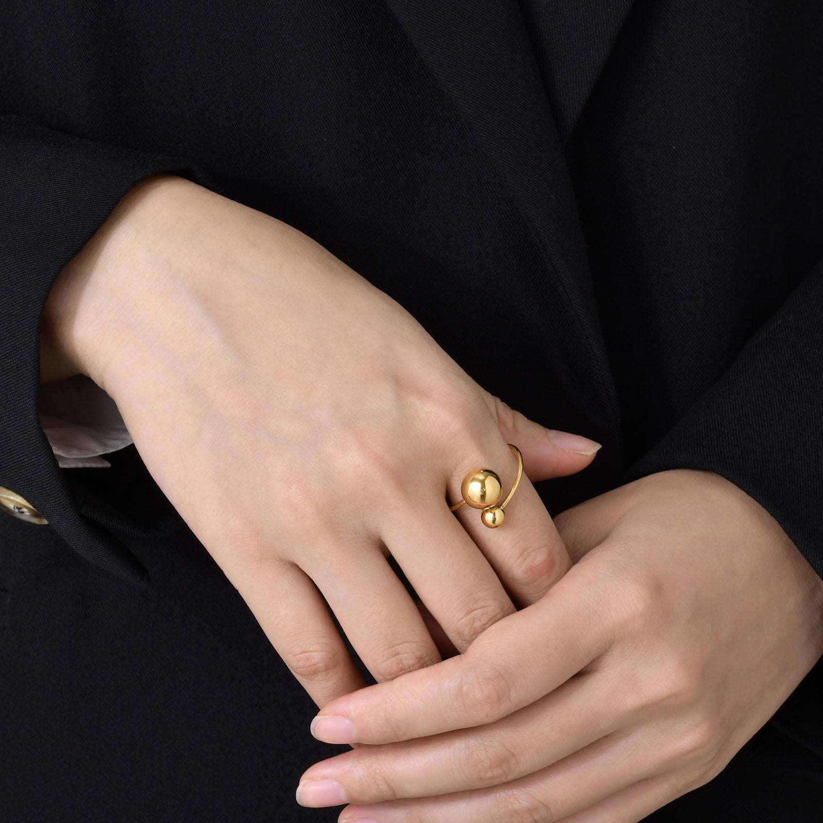 Γυναικείο ατσάλινο ρυθμιζόμενο δαχτυλίδι χρυσό (R1254) - ring - charmy.gr