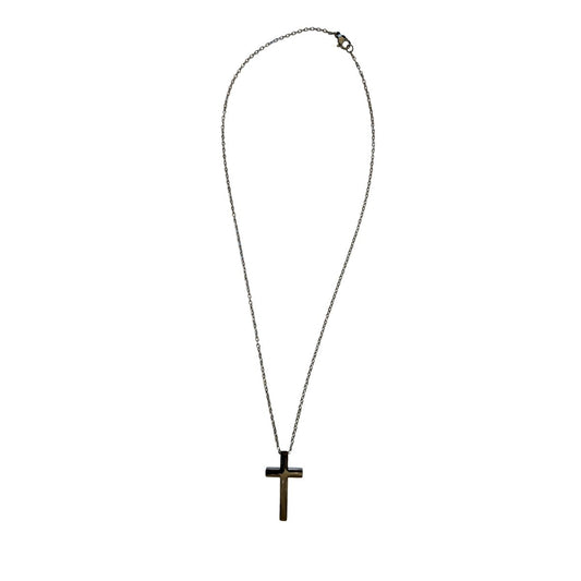 Ατσάλινος σταυρός 3 εκατοστά χρώμα ασημί (N1446) - necklace - charmy.gr