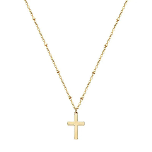 Ατσάλινος σταυρός επιχρυσωμένος (N1397) - necklace - charmy.gr