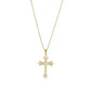 Ατσάλινος σταυρός με ζιργκόν επιχρυσωμένος (N1409) - necklace - charmy.gr