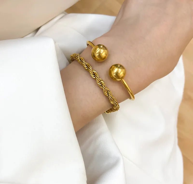 Βραχιόλι ατσάλινο βέργα επιχρυσωμένο 18k (B1544) - bracelet - charmy.gr