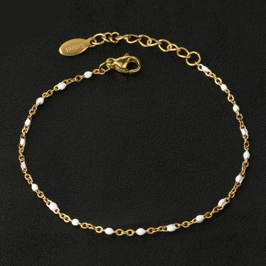 Γυναικείο βραχιόλι ατσάλινο ρυθμιζόμενο ροζάριο (B1191) - bracelet  - charmy.gr