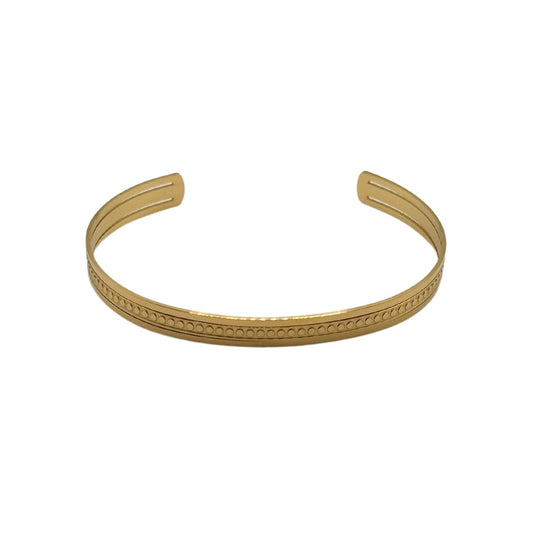 Βραχιόλι ατσάλινο χειροπέδα επιχρυσωμένο (B1060)  - bracelet - charmy.gr