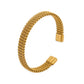 Βραχιόλι βέργα ατσάλινο με πλεκτή σχεδίαση επιχρυσωμένο 18k (B1333) - bracelet - charmy.gr