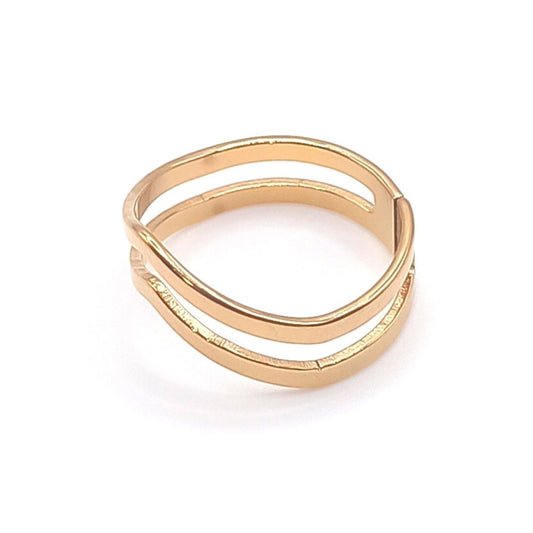 Γυναικείο δαχτυλίδι ατσάλινο ρυθμιζόμενο διπλό σχήμα καρδιά (R1164) - Rings - charmy.gr