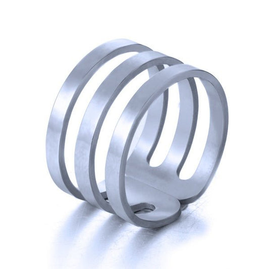 Γυναικείο δαχτυλίδι ατσάλινο ρυθμιζόμενο χρώμα ασημί (R1129) - Rings - charmy.gr