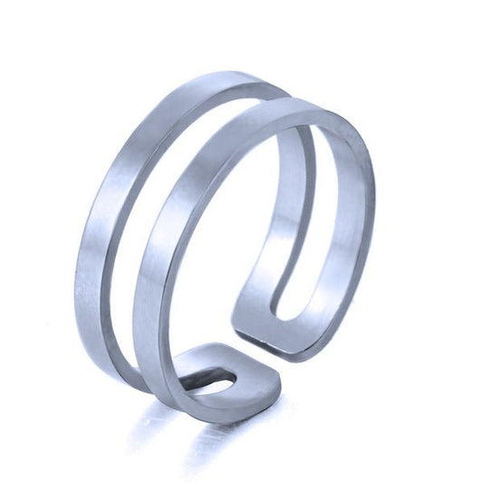 Γυναικείο δαχτυλίδι ατσάλινο ρυθμιζόμενο χρώμα ασημί (R1130) - Rings - charmy.gr