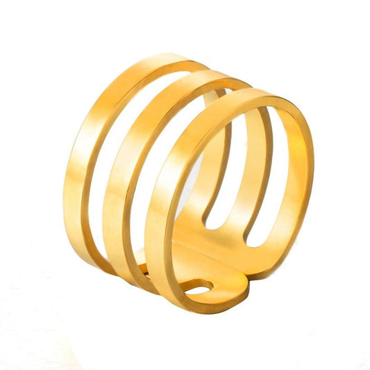Γυναικείο δαχτυλίδι ατσάλινο ρυθμιζόμενο χρώμα χρυσό (R1131) - Rings - charmy.gr