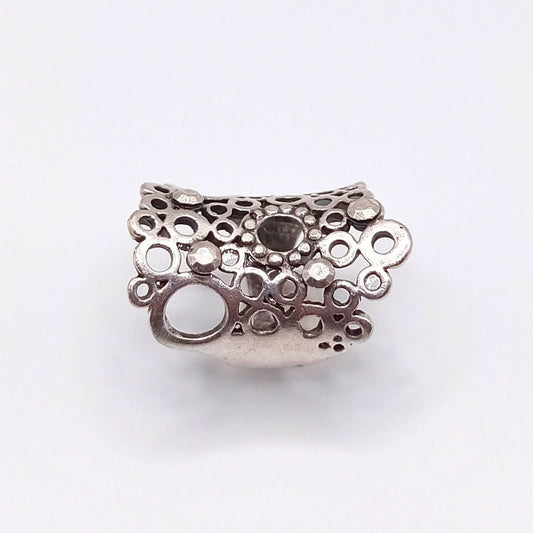Δαχτυλίδι που καλύπτει το δάχτυλο με γεωμετρικά σχέδια επαργυρωμένα (R1291) - ring - charmy.gr