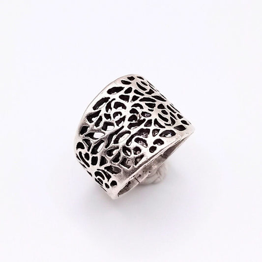 Δαχτυλίδι ρυθμιζόμενo με πλέγμα επαργυρωμένο (R1312) - ring - charmy.gr