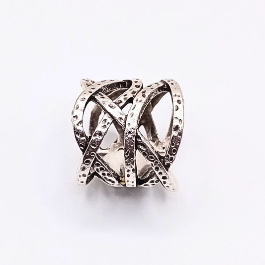 Δαχτυλίδι ρυθμιζόμενo με πλεκτή σχεδίαση επαργυρωμένο (R1296) - ring - charmy.gr