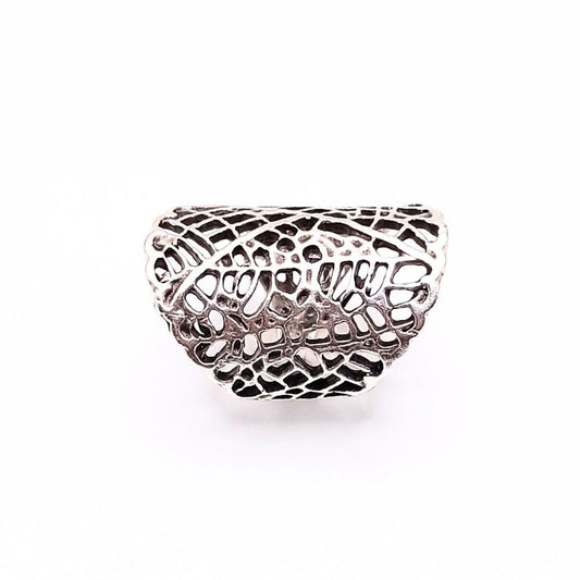 Δαχτυλίδι ρυθμιζόμενo με πλεκτή σχεδίαση επαργυρωμένο (R1301) - ring - charmy.gr
