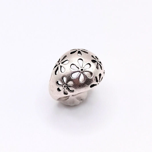 Δαχτυλίδι ρυθμιζόμενo με σχέδιο λουλούδια επαργυρωμένο (R1305) - ring - charmy.gr
