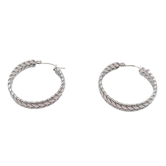 Γυναικεία σκουλαρίκια κρίκοι ατσάλινα με σχέδιο σιτάρι (E1004) - Earrings - charmy.gr