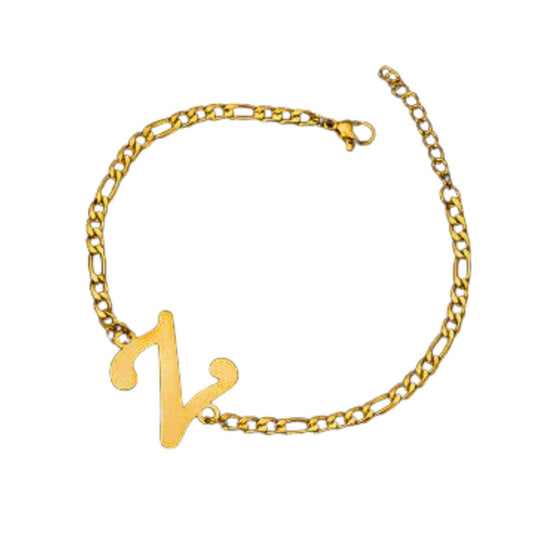 Ατσάλινο βραχιόλι με αρχικό γράμμα Ζ χρώμα χρυσό ρυθμιζόμενο (B1225)  - bracelet - charmy.gr