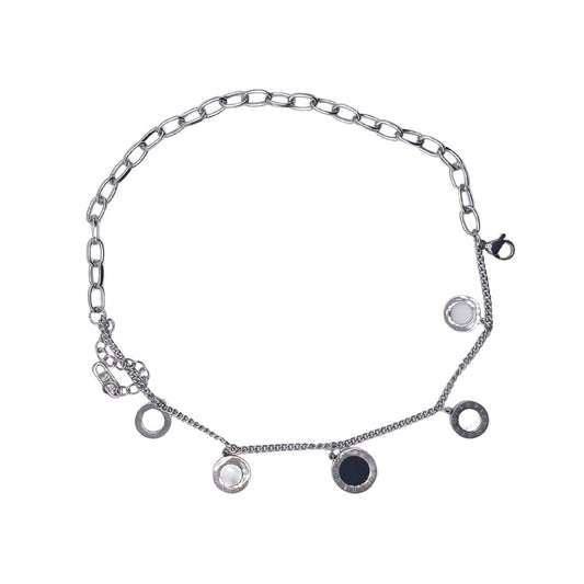 Γυναικείο βραχιόλι ατσάλινο ρυθμιζόμενο ασημί με διπλή αλυσίδα (B1033) - Bracelets - charmy.gr