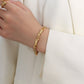 Γυναικείο βραχιόλι ατσάλινο ρυθμιζόμενο επιχρυσωμένο 18k με διπλή αλυσίδα (B1051) - Bracelets - charmy.gr
