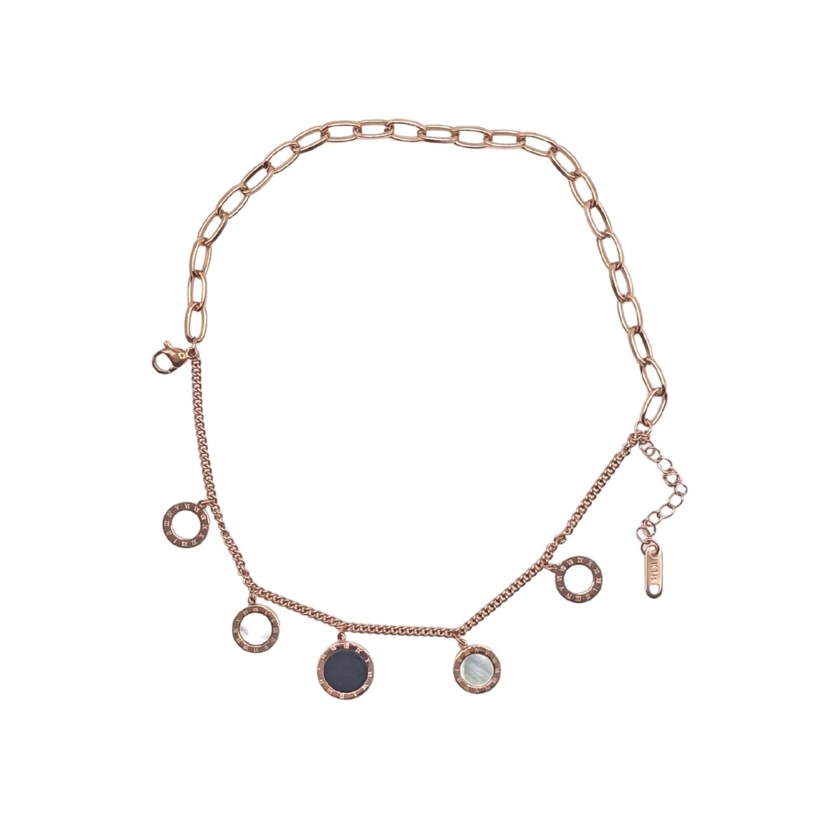 Γυναικείο βραχιόλι ατσάλινο ρυθμιζόμενο ροζ χρυσό με διπλή αλυσίδα (B1032) - Bracelets - charmy.gr