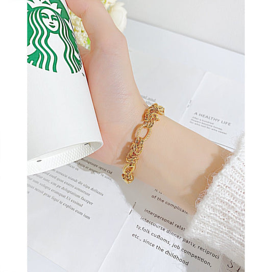 Γυναικείο βραχιόλι ατσάλινο ρυθμιζόμενο χρώμα χρυσό (B1010) - Bracelets - charmy.gr