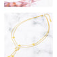 Γυναικείο κολιέ ατσάλινο διπλό με τετράφυλλα τριφύλλια επιχρυσωμένο (N1434) - necklace - charmy.gr