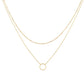 Κολιέ ατσάλινο διπλό με κυκλικό διακοσμητικό επιχρυσωμένο 14k (N1349) - necklace - charmy.gr