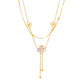 Κολιέ ατσάλινο διπλό με τετράφυλλα τριφύλλια επιχρυσωμένο 18k (N1401) - necklace - charmy.gr