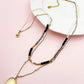 Γυναικεία κολιέ ατσάλινο διπλό με χάντρες και στρόγγυλο κρεμαστό μενταγιόν επιχρυσωμένο (N1415) - necklace - charmy.gr