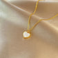 Κολιέ ατσάλινο καρδιά με λευκή πέτρα επιχρυσωμένο (N1399) - necklace - charmy.gr
