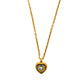 Κολιέ ατσάλινο καρδιά με λευκή πέτρα ζιργκόν επιχρυσωμένο - necklace - charmy.gr