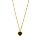 Κολιέ ατσάλινο καρδιά με πράσινη πέτρα ζιργκόν επιχρυσωμένο - necklace - charmy.gr